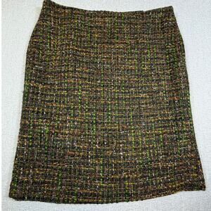 Talbots Women 16 Multicolor Tweed Lined Back Zip Skirt Classic Work Office Wear